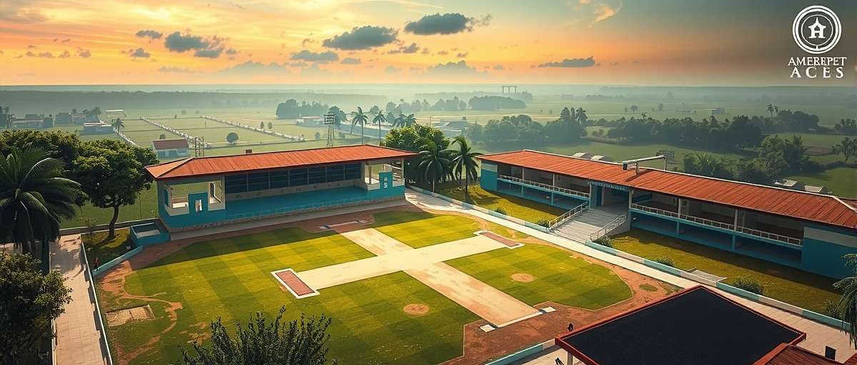 Ameerpet Aces Future Updates Concept art for Ameerpet Aces village cricket expansion showing rural cricket ground
